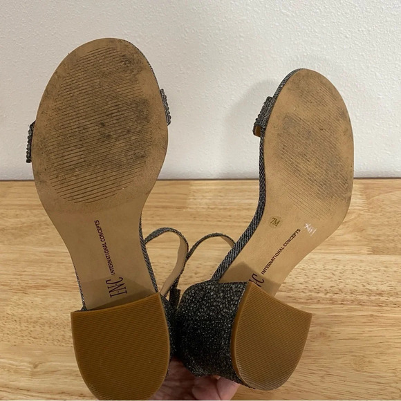 INC Hadwin Scallop Ankle Strap Block-heel Sandals 7 Sparkle Crystal Jeweled - Picture 6 of 9